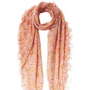 New Authentic Chan Luu Floral Print Cashmere Silk Scarf Color: Shell Pink